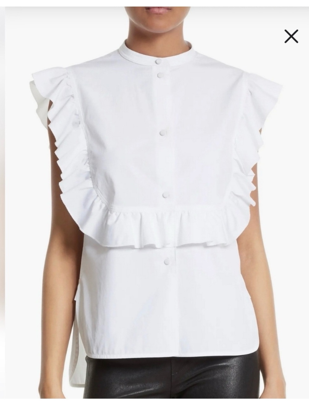 Helmut Lang Ruffle Bib Cotton Shirt